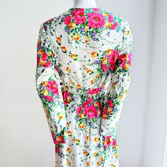 Vintage Matti of Lynne Colourful Floral Long Sleeve Maxi Dress S/M - Picture 4 of 6